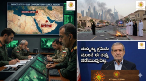 Iran President Masoud Pezeshkian addressing the media.