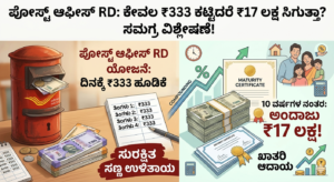 Post Office RD Scheme ₹333 per day calculation chart in Kannada